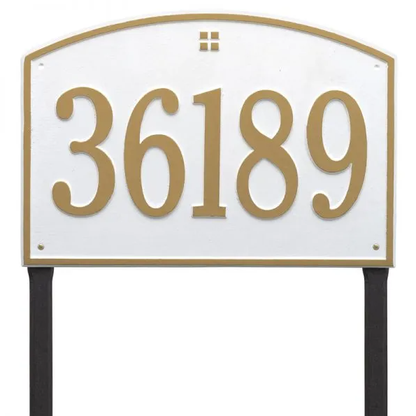 Whitehall 1173 Arch Marker Estate Lawn Address Plaque in White and Gold