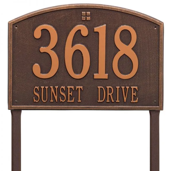 Whitehall 1174 Arch Marker Estate Lawn Address Plaque in Antique Copper