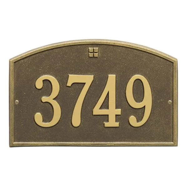 Whitehall 1175 Arch Marker Estate Lawn Address Plaque in Antique Brass
