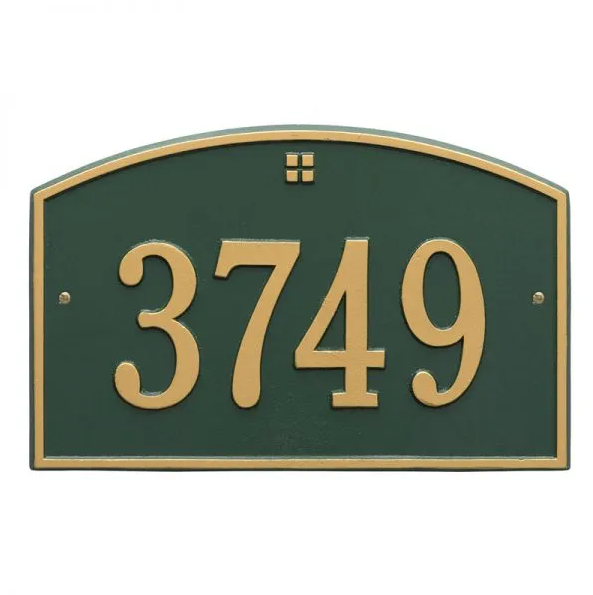 Whitehall 1175 Arch Marker Estate Lawn Address Plaque in Green and Gold