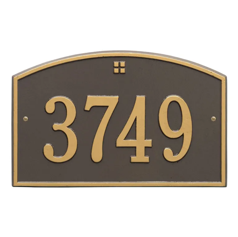 Whitehall 1175 Arch Marker Estate Lawn Address Plaque in Bronze and Gold