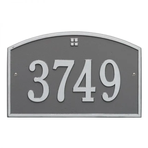 Whitehall 1175 Arch Marker Estate Lawn Address Plaque in Pewter and Silver