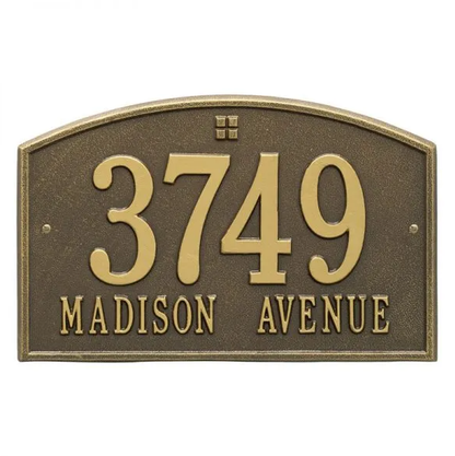 Whitehall 1176 Arch Marker Estate Lawn Address Plaque in Antique Brass