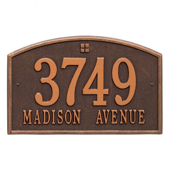 Whitehall 1176 Arch Marker Estate Lawn Address Plaque in Antique Copper