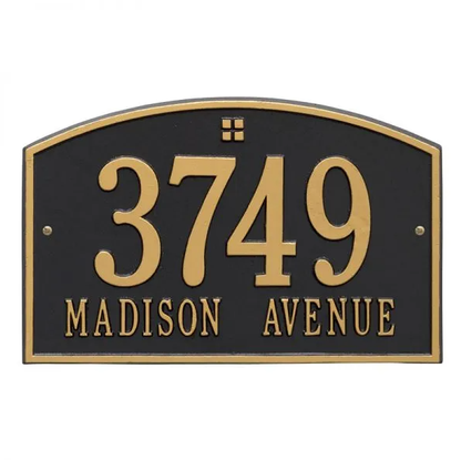 Whitehall 1176 Arch Marker Estate Lawn Address Plaque in Black and Gold