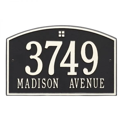 Whitehall 1176 Arch Marker Estate Lawn Address Plaque in Black and White