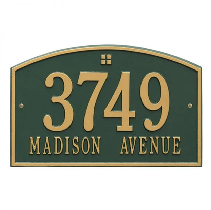 Whitehall 1176 Arch Marker Estate Lawn Address Plaque in Green and Gold