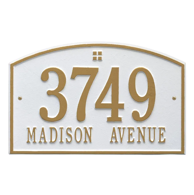 Whitehall 1176 Arch Marker Estate Lawn Address Plaque in Black and White