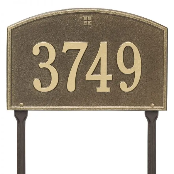 Whitehall 1177 Arch Marker Estate Lawn Address Plaque in Antique Brass