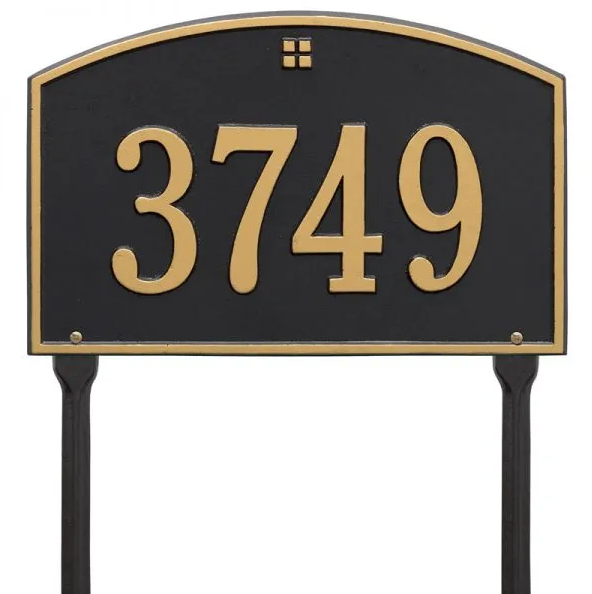 Whitehall 1177 Arch Marker Estate Lawn Address Plaque in Black and Gold