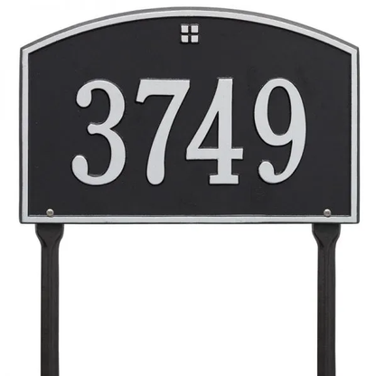 Whitehall 1177 Arch Marker Estate Lawn Address Plaque in Black and Silver