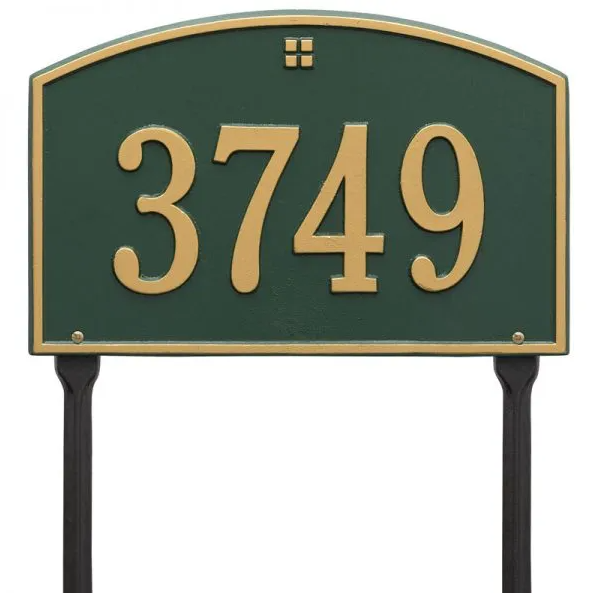 Whitehall 1177 Arch Marker Estate Lawn Address Plaque in Green and Gold