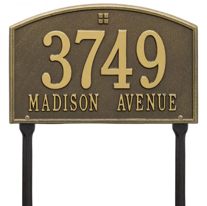 Whitehall 1178 Arch Marker Estate Lawn Address Plaque in Antique Brass