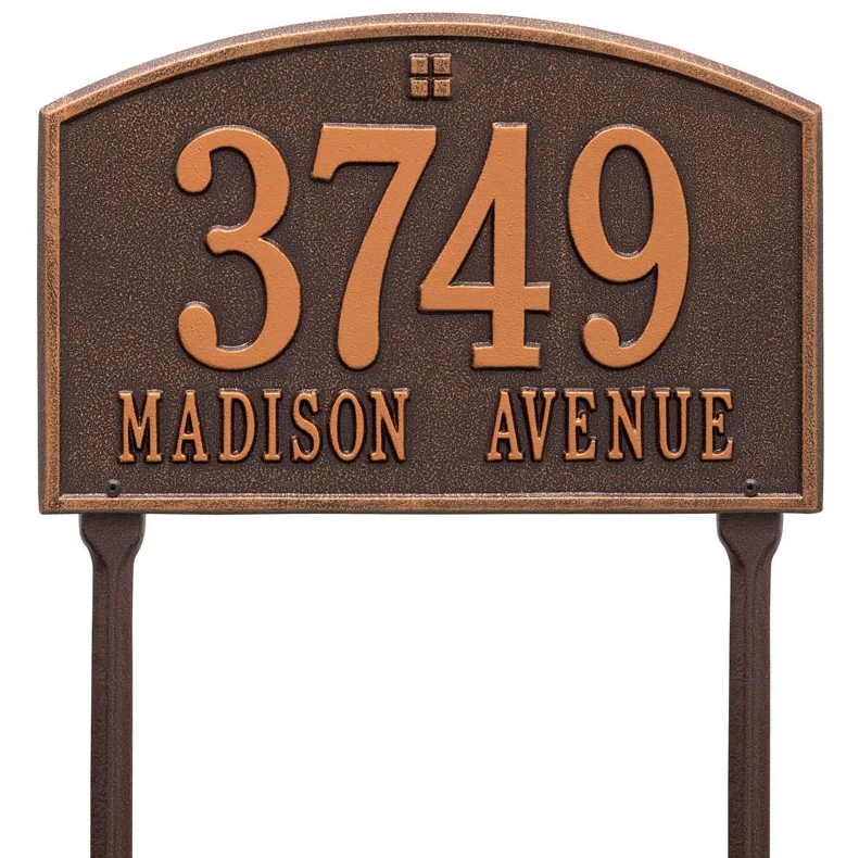 Whitehall 1178 Arch Marker Estate Lawn Address Plaque in Antique Copper