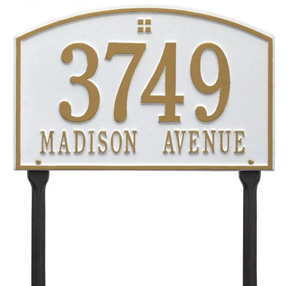 Whitehall 1178 Arch Marker Estate Lawn Address Plaque in White Gold