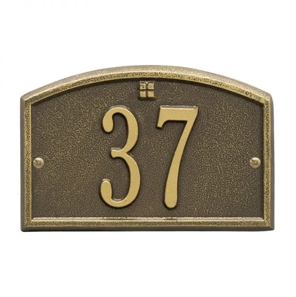 Whitehall 1179 Arch Marker Estate Lawn Address Plaque in Antique Brass
