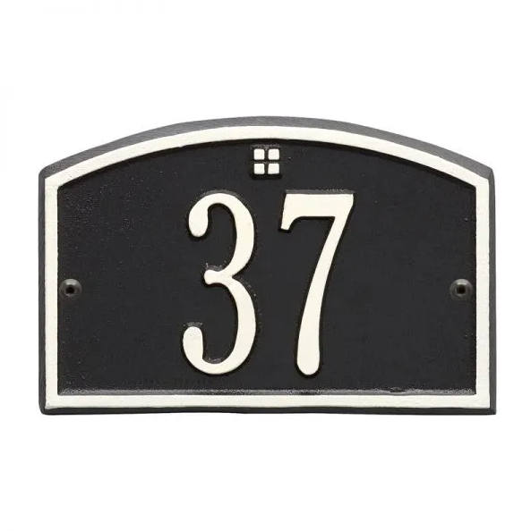 Whitehall 1179 Arch Marker Estate Lawn Address Plaque in Black and White