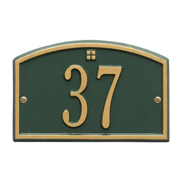 Whitehall 1179 Arch Marker Estate Lawn Address Plaque in Green and Gold