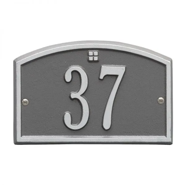 Whitehall 1179 Arch Marker Estate Lawn Address Plaque in Pewter and Silver