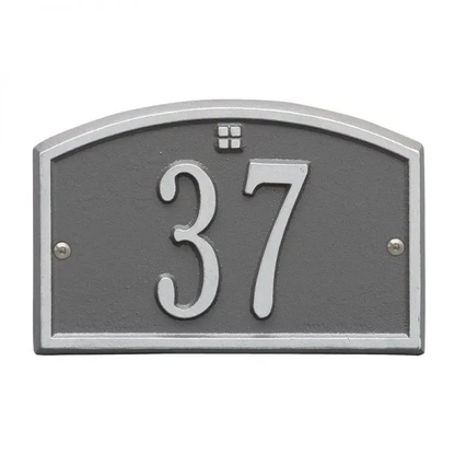 Whitehall 1179 Arch Marker Estate Lawn Address Plaque in Pewter and Silver