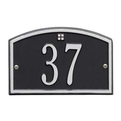 Whitehall 1179 Arch Marker Estate Lawn Address Plaque in Black and Silver