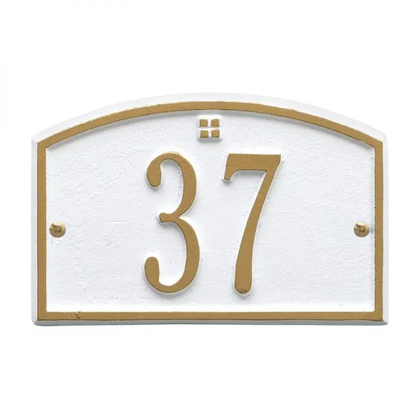 Whitehall 1179 Arch Marker Estate Lawn Address Plaque in White and Gold