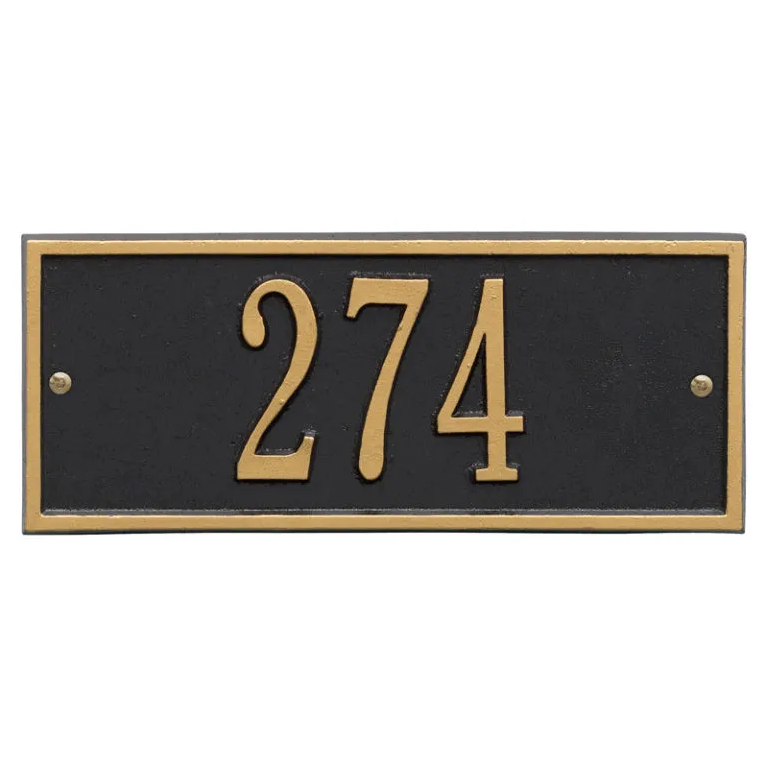 Whitehall 1230 Arch Marker Estate Lawn Address Plaque in Black and Gold