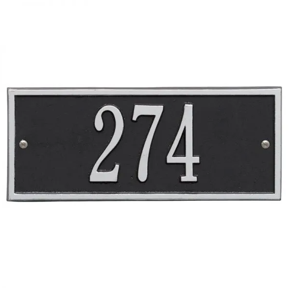 Whitehall 1230 Arch Marker Estate Lawn Address Plaque in Black and Silver