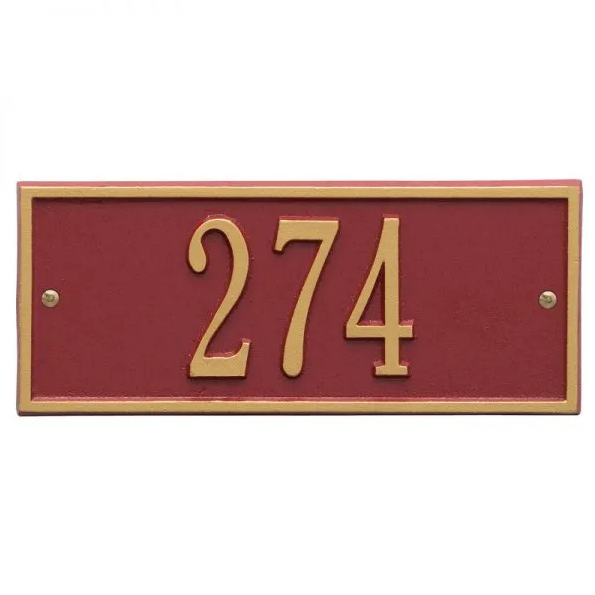 Whitehall 1230 Arch Marker Estate Lawn Address Plaque in Red and Gold