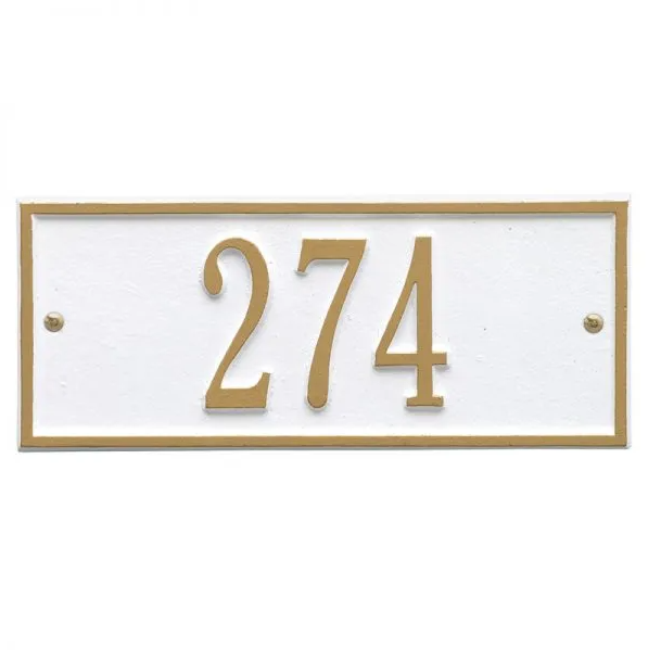 Whitehall 1230 Arch Marker Estate Lawn Address Plaque in White and Gold