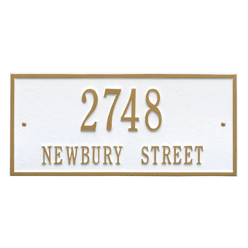 Whitehall 1321 Arch Marker Estate Lawn Address Plaque in White and Gold