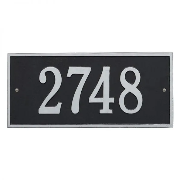 Whitehall 1322 Arch Marker Estate Lawn Address Plaque in Black and Silver
