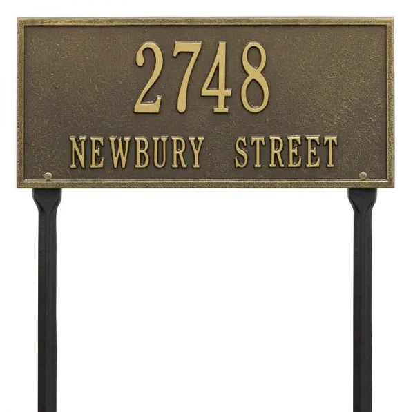 Whitehall 1323 Arch Marker Estate Lawn Address Plaque in Antique Brass