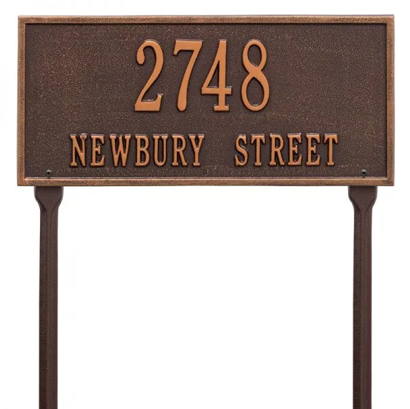 Whitehall 1323 Arch Marker Estate Lawn Address Plaque in Antique Copper