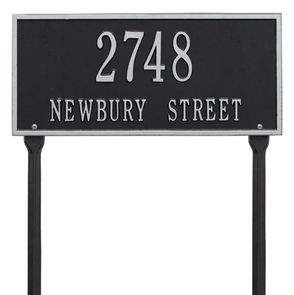 Whitehall 1323 Arch Marker Estate Lawn Address Plaque in Black and Silver
