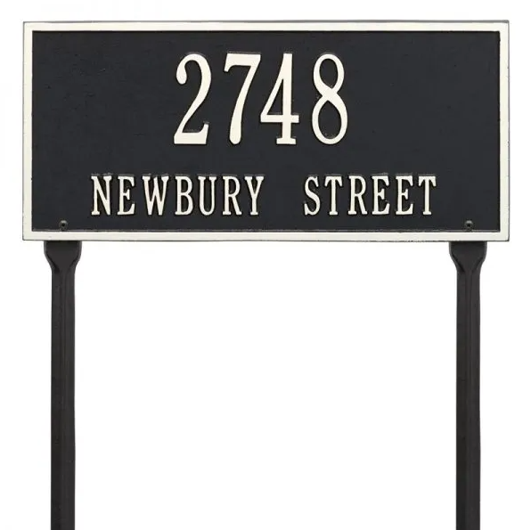 Whitehall 1323 Arch Marker Estate Lawn Address Plaque in Black and White