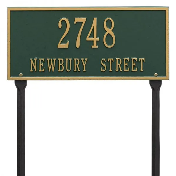 Whitehall 1323 Arch Marker Estate Lawn Address Plaque in Green and Gold