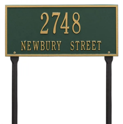 Whitehall 1323 Arch Marker Estate Lawn Address Plaque in Green and Gold