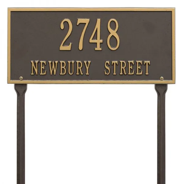 Whitehall 1323 Arch Marker Estate Lawn Address Plaque in Bronze and Gold