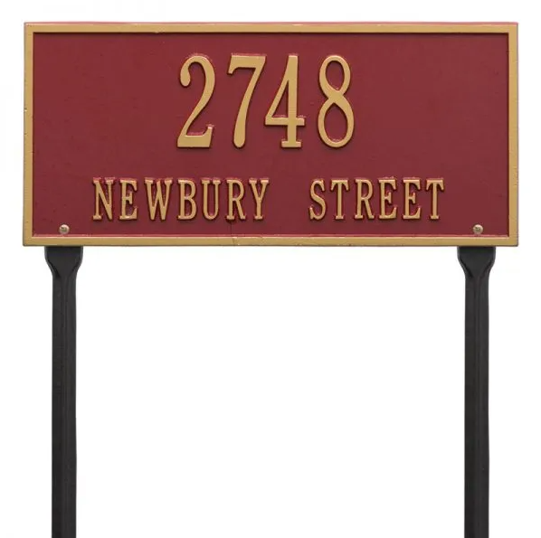 Whitehall 1323 Arch Marker Estate Lawn Address Plaque in Red Gold
