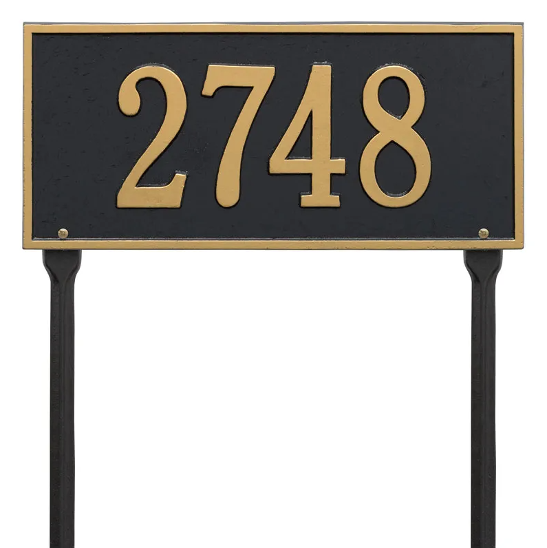Whitehall 1324 Arch Marker Estate Lawn Address Plaque in Black and Gold