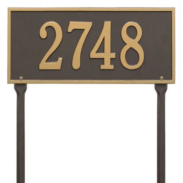 Whitehall 1324 Arch Marker Estate Lawn Address Plaque in Bronze and Gold