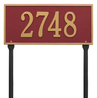 Whitehall 1324 Arch Marker Estate Lawn Address Plaque in Red and Gold