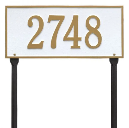 Whitehall 1324 Arch Marker Estate Lawn Address Plaque in White and Gold