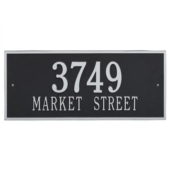 Whitehall 1325 Arch Marker Estate Lawn Address Plaque in Black and Silver