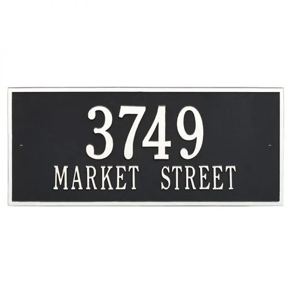 Whitehall 1325 Arch Marker Estate Lawn Address Plaque in Black and White