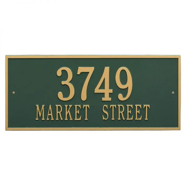 Whitehall 1325 Arch Marker Estate Lawn Address Plaque in Green and Gold