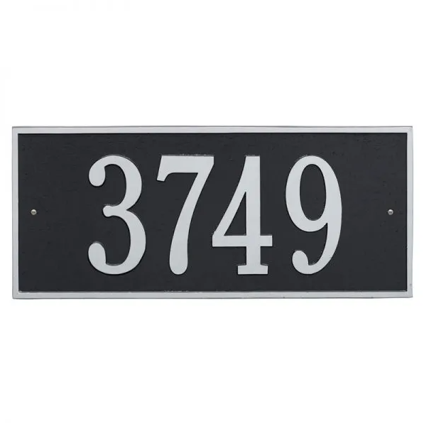 Whitehall 1326 Arch Marker Estate Lawn Address Plaque in Black and Silver