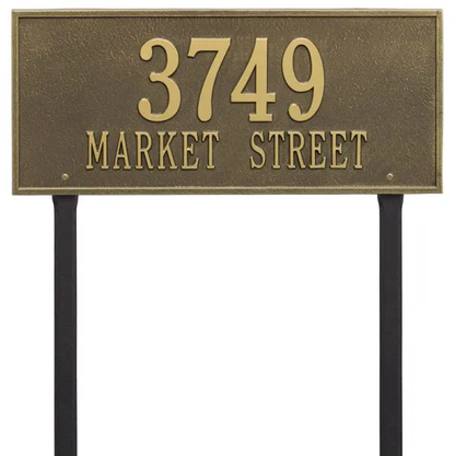 Whitehall 1327 Arch Marker Estate Lawn Address Plaque in Antique Brass
