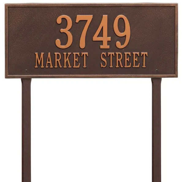 Whitehall 1327 Arch Marker Estate Lawn Address Plaque in Antique Copper